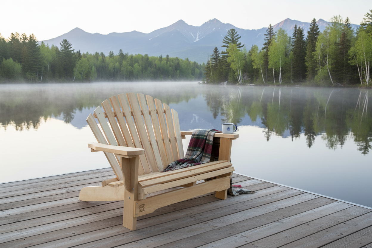 Banc Adirondack 2 places cèdre blanc massif du Canada sur ponton