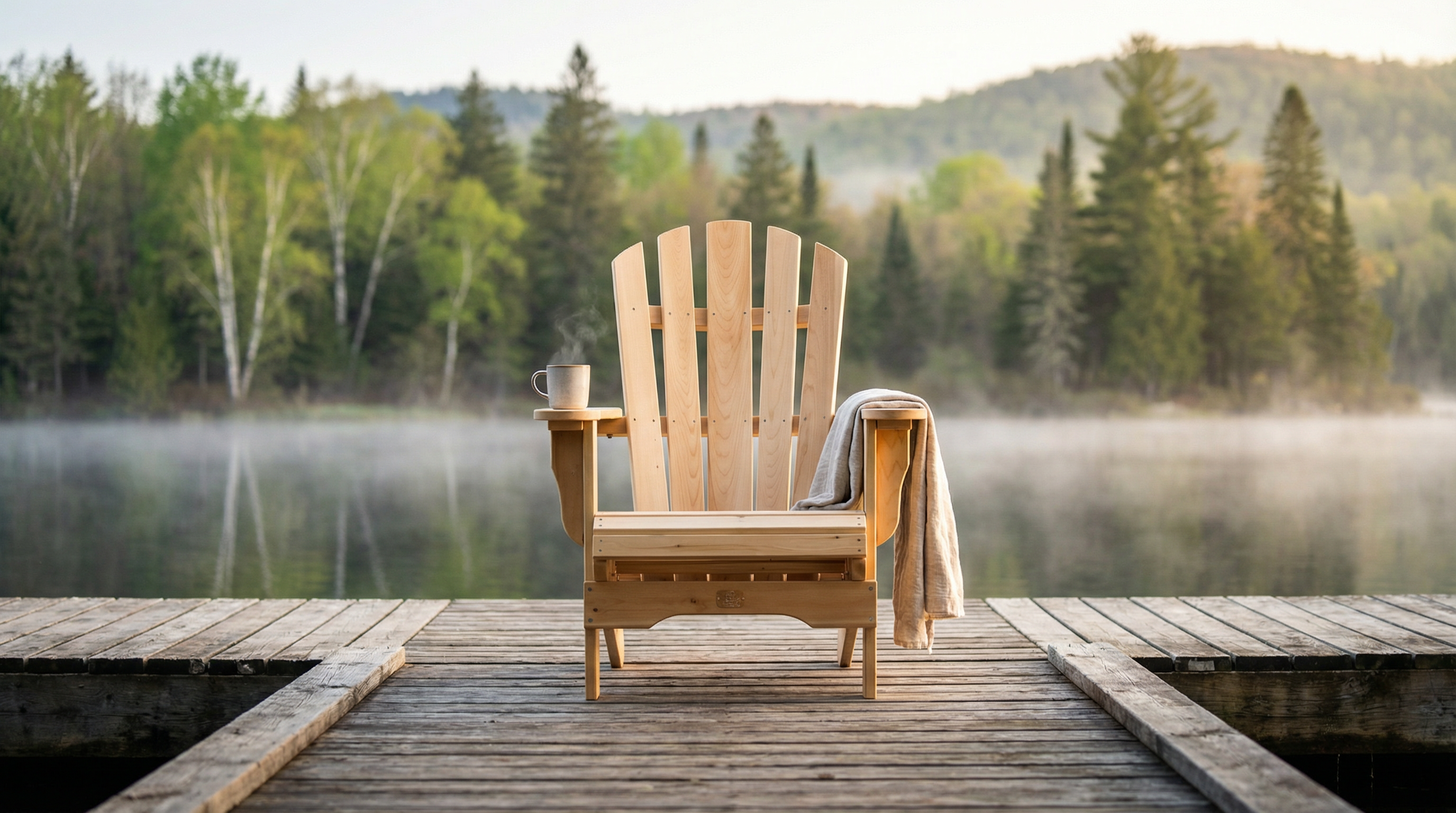 Mise à l'honneur de notre fauteuil Adirondack en cèdre blanc massif du Canada sur ponton